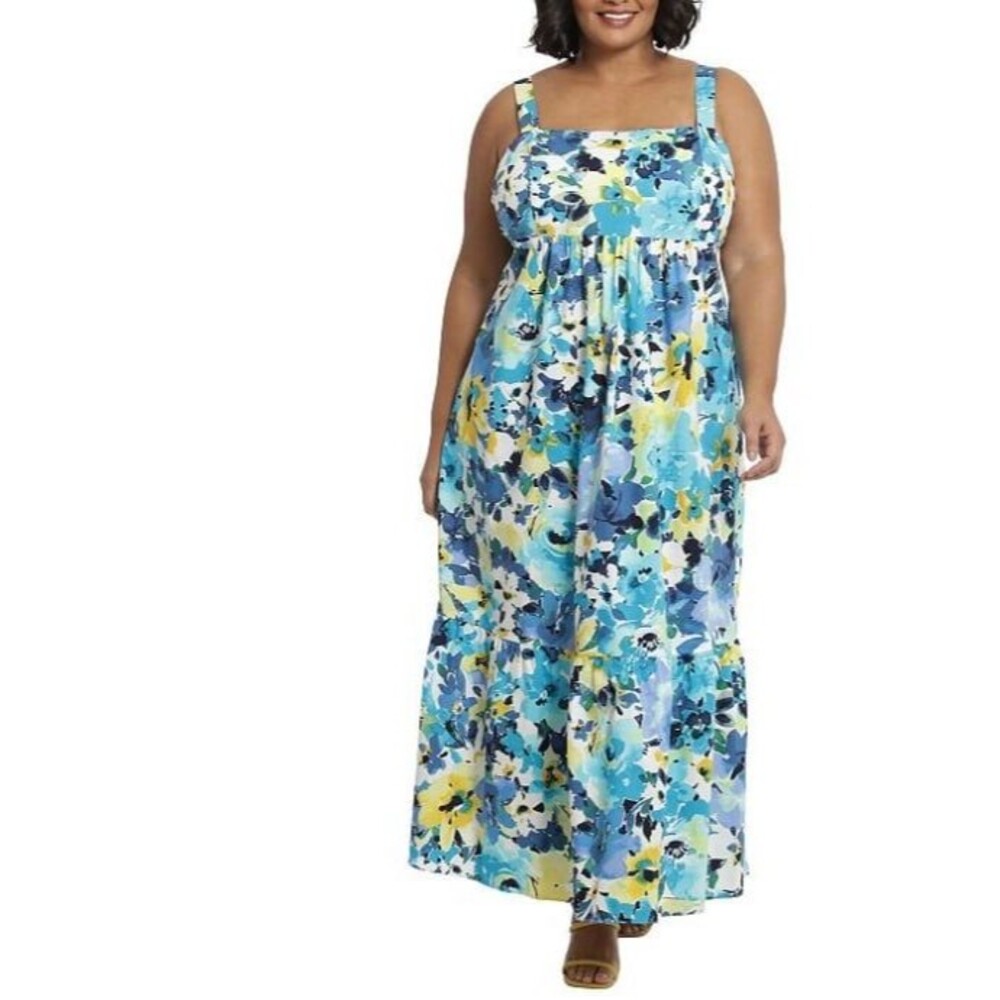 London Times Smocked Back Maxi Dress Size 20W New With Tag